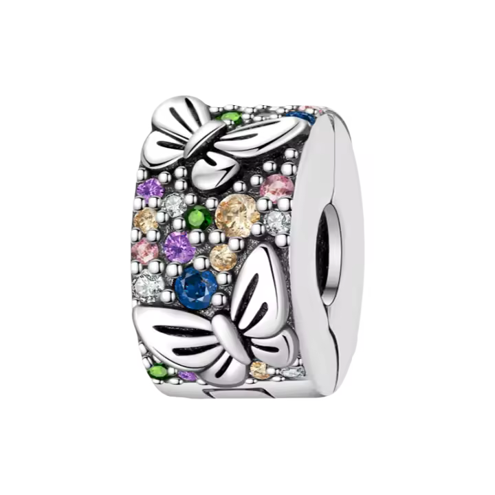 100% Ral Strling Silvr Safty Buckl Charm para mujer Fin Jwlry Regalo de cumpleaños 3 mm Braclt Birthston Material: Zircon - 1
