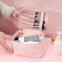 Bolsa de maquillaje rosa, bolsa de cosméticos de viaje de gran capacidad, organizador de artículos de tocador portátil, impermeable, multifunción, multicapa - details 2
