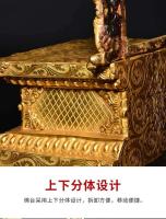 Pedestal de loto antiguo dorado de cobre, Guan Gong divino, altar del Dios de la riqueza, base de estatua de 7 pulgadas, nicho de Buda - details 3