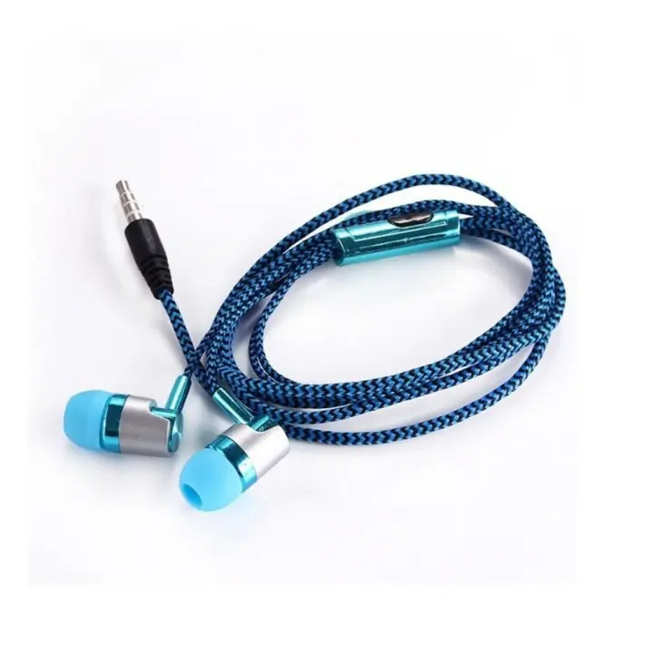 Teléfono inteligente bajo estéreo Cable trenzado Cable tejido Control con cable conector de 3,5mm auriculares con cable Eraphone auriculares intrauditivos - 1