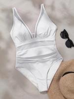 Bañador negro de una pieza para mujer, traje de baño de realce con Control de barriga, Tankini de una pieza - details 15