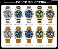 Reloj de cuarzo multifunción para hombre, cronógrafo de aviación, correa de cuero genuino, resistente al agua, luminoso, informal - details 2