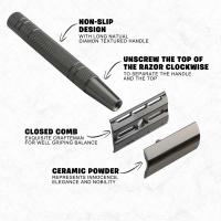 Maquinilla de afeitar de doble filo para hombre, maquinilla de afeitar de Metal reutilizable, con una sola hoja clásica de 10 piezas - details 1