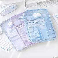 Bolsa de archivo de malla de nailon A4, bolsa transparente de Color sólido con cremallera, multifuncional, gran capacidad - details 11
