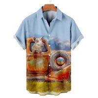 Camisas para hombres 3d Vintage moda Vio Rocker impreso Rockabilly camisa hawaiana Tops de manga corta ropa de calle al aire libre - details 10