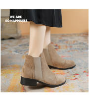 Chelsea botas cortas de cuero suave redondo Martin botas coreanas pequeñas botas de tobillo - details 12