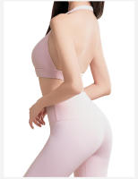 Chaleco deportivo de mujer con cuello halter y almohadillas para el pecho, sujetador de fitness sexy sin espalda, top de yoga portátil, top corto - details 13
