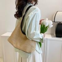 Bolso de paja tejido hecho a mano Simple, bolso de mano de estilo bohemio, bolso de rafia, bolsos de playa de gran capacidad para verano - details 9