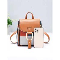 Bolso cuadrado pequeño de color contrastante a la moda para mujer, mochila informal de estilo universitario simple, mochila de lujo de alta gama - details 4
