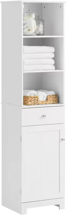 Mueble columna de baño, armario alto de baño, 161 x 40 x 35 cm, ES (Blanco) - 1
