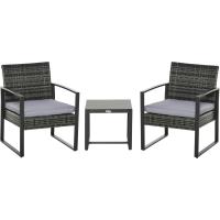Juego de Mesa y Sillas de Jardín al Aire Libre Ratán Negro 3 Piezas 2 Sillones y 1 Mesa de Vidrio - details 9