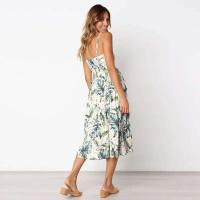 Correas con estampado de playa, abrigo de verano sin mangas con cuello en V para mujer, vestido midi sexy, vestidos elegantes Vestiti Donna - details 16