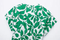 TRAFZA-Vestido largo de playa para mujer, elegante vestido Midi de manga corta con estampado botánico, cinturón de un solo pecho, decoración - details 12
