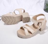 Sandalias de tacón de cuero para mujer, 6,5 cm - details 3