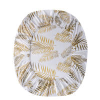 Sábana Bajera Ajustable de Poliéster Suave Patrón de Hojas Tropicales Oro Blanco Ideal para Cama - details 0