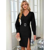 Falda larga para mujer, vestido elástico de color liso, nuevo en vestidos formales - details 16