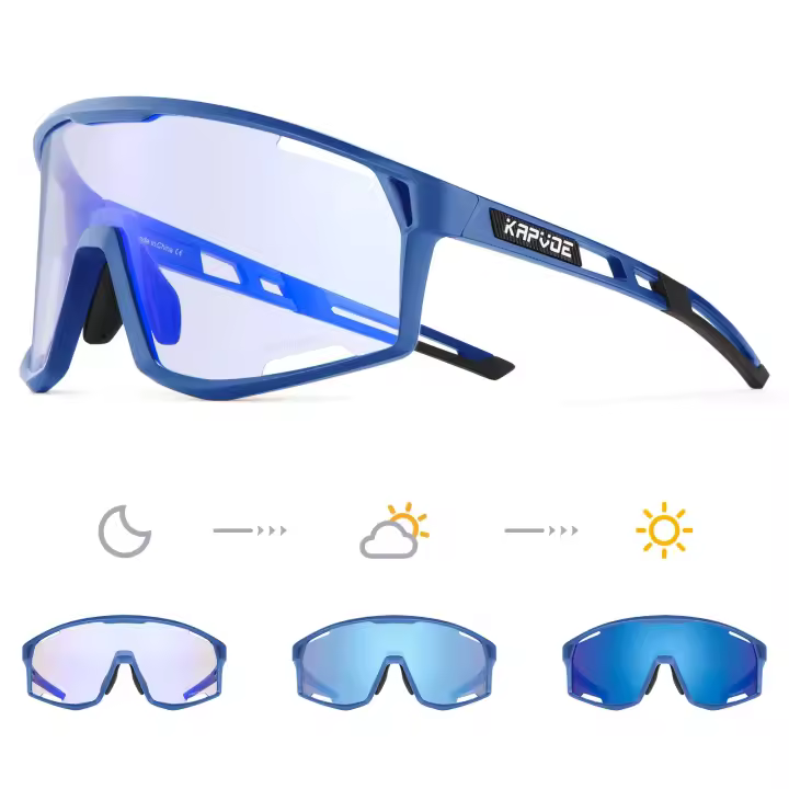 Kapvoe Red Photochromic Cycling Sunglasses for Men Blue Photochromism Glasses Cycl Mountain New Bicycle Goggles Eyewear Sports - 1