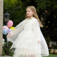Capa de disfraz de princesa para niña, accesorios de fiesta, Blancanieves, Elsa, Anna, Rapunzel, Aurora, lentejuelas, tul, Halloween - details 23