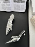 Sandalias de Cadena de Diamantes de Imitación Altas Puntiagudas Estilo Tacón Niche para Mujeres - details 10