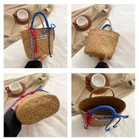 Bolso de cesta de paja de gran capacidad, bolso de mano tejido hecho a mano con cuerda de nailon, bolso de compras de moda, bolso tejido de hierba para playa - details 1