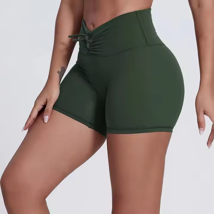 Shorts deportivos de cintura alta con lazo para mujer, para gimnasio, yoga, fitness y entrenamiento. - 1