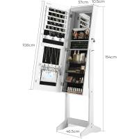 Armario de Joyas con Espejo LED, Joyero con Cerradura, Organizador con Cajón y Estante, Idea de Regalo, Blanco Nube JJC025W01, 41.5x37x157cm - details 21