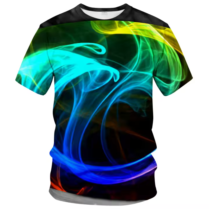 Hombres de verano 3D ojos arte patrón impreso camiseta casual - 1
