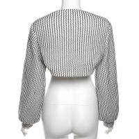 Vestido de rayas de cadera delgada de hombro recto con cinturón halter para mujer, nueva línea - details 21