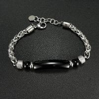 Pulsera vintage de moda para hombre – Piedra de ojo de tigre y cadena de acero inoxidable – Joyería de acero de titanio - details 5