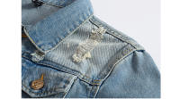 Chaqueta de Denim para Hombres Primavera-Otoño Moda Callejera de Algodón Estilo Biker Retro - details 7