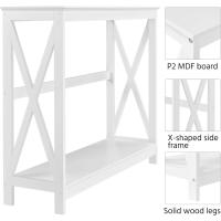 Muebles Entrada Recibidor Consola Recibidor Estrecha Mesa Recibidor Auxiliar de Forma X para Salón, Pasillo Blanca 101,5x30x81cm - details 7