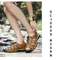 Sandalias deportivas de verano para hombre, sandalias para senderismo al aire libre, punta cerrada, cuero, atléticas, cómodas, para caminar, sandalias de playa, zapatos de agua - details 15