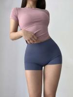 Gymtub - Pantalones cortos de tres cuartos para mujer, cintura alta, color melocotón, desnudo, para correr, hacer ejercicio, secado rápido - details 5