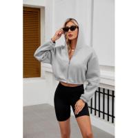 Sudadera con capucha y cremallera para mujer, estilo holgado, corto y plano, a la moda - details 13