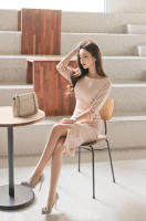 BGTEEVER-vestido Midi ajustado para mujer, prenda elegante de media manga con cuello redondo y cintura ajustada, para verano - details 9