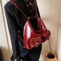 Mochilas con múltiples bolsillos de Color sólido estilo Y2K, bolso cruzado de cuero PU de gran capacidad, bolso de hombro, mochila para mujer - details 16