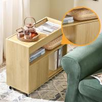 Mesa Auxiliar con 2 Estantes Consola Mesita de Noche con Ruedas Mesa Blanca Mesita 70 x 35 x 60 cm FBT34-W ES - details 21