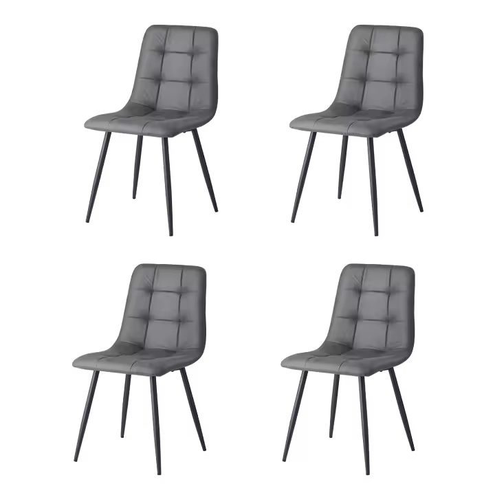 EGOONM Juego de 4 sillas de comedor, diseño de respaldo, asiento con estructura de metal, adecuado para dormitorio, comedor, cocina, sillas grises - 1