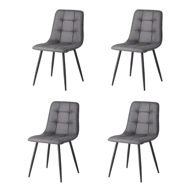 EGOONM Juego de 4 sillas de comedor, diseño de respaldo, asiento con estructura de metal, adecuado para dormitorio, comedor, cocina, sillas grises - 1