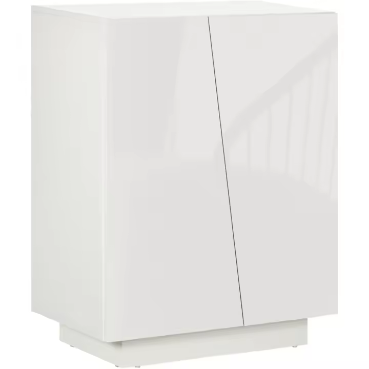 Estante de Almacenamiento de Salón de Alto Brillo 2 Puertas Ajustables para Dormitorio Cocina Comedor Pasillo 70x40x88 cm Blanco - 1