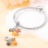 Colgante Charm Bead Plata de Ley 925 Calabaza Hoja de Arce Colgantes de Avellana Pulsera Original para Hacer Joyas Regalo del Día de San Valentín - details 3