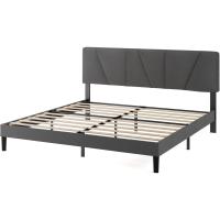 Cama Maya 150x190cm Altura de 30cm Somier con cabeza Somier de láminas de madera Gris Oscuro - details 9