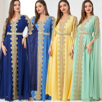 Vestido Abaya de Manga Súper Larga con Bordado para Mujeres de Dubái, Talla Grande - details 0
