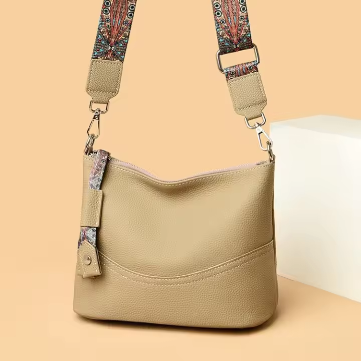 Bolso callejero de cuero genuino, bolso de mujer, bolso de piel de vaca de primera capa, nuevo estilo callejero, bolso de mensajero de hombro de moda versátil, suave de tres capas. - 1