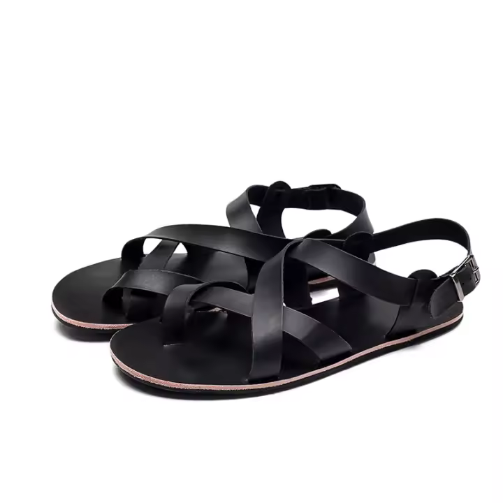 Sandalias de Moda de Verano para Hombres Sandalias Planas Casuales con Diseño de Cinturón - 1