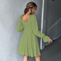 Elegante Vestido de Manga Larga para Mujer Cuello Cuadrado Cintura Ajustada Ropa de Moda Trendy - details 17