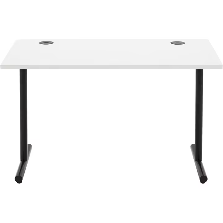 Escritorio simple para oficina en casa, escritorio para PC, parte superior blanca y marco negro, rectangular, fácil de montar, 120 x 60 x 73,6 cm - 1