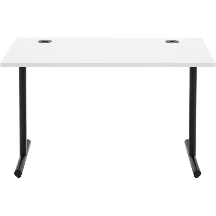 Escritorio simple para oficina en casa, escritorio para PC, parte superior blanca y marco negro, rectangular, fácil de montar, 120 x 60 x 73,6 cm - 1