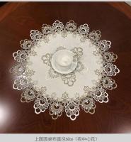 Mantel redondo, funda, bordado, arte americano, ENCE, doble línea, disco transparente, decoración de mesa de comedor para el hogar - details 7