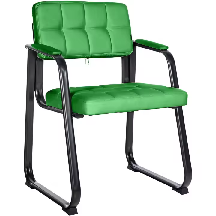 Silla De Espera con Reposabrazos I Silla Confidente con Base De Metal I Color:, Color:Negro - 1